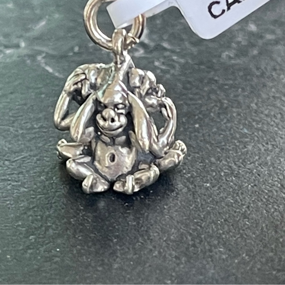 Sterling Silver 925 Monkey Charm for pendant